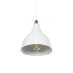 GloboStar® RADE 203-0125 Μοντέρνο Κρεμαστό Φωτιστικό Καμπάνα Μονόφωτο 1 x E27 IP20 Λευκό με Χρυσό Πλαστικό - Μ17.5 x Π17.5 x Υ56cm - Image 5
