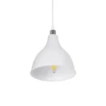 GloboStar® RADE 203-0126 Μοντέρνο Κρεμαστό Φωτιστικό Καμπάνα Μονόφωτο 1 x E27 IP20 Λευκό με Ασημί Πλαστικό - Μ17.5 x Π17.5 x Υ56cm - Image 5