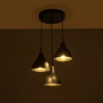 GloboStar® RADE 203-0127 Vintage Κρεμαστό Φωτιστικό Καμπάνα Τρίφωτο 3 x E27 IP20 Μαύρο Πλαστικό - Μ40 x Π40 x Υ80cm - Image 2