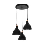 GloboStar® RADE 203-0127 Vintage Κρεμαστό Φωτιστικό Καμπάνα Τρίφωτο 3 x E27 IP20 Μαύρο Πλαστικό - Μ40 x Π40 x Υ80cm - Image 3