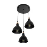 GloboStar® RADE 203-0127 Vintage Κρεμαστό Φωτιστικό Καμπάνα Τρίφωτο 3 x E27 IP20 Μαύρο Πλαστικό - Μ40 x Π40 x Υ80cm - Image 4