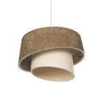 GloboStar® ALINA 203-0129 Μοντέρνο Κρεμαστό Φωτιστικό Καπέλο Μονόφωτο 1 x E27 IP20 Καφέ & Μπεζ Ύφασμα - Μ30 x Π30 x Υ93cm - Image 5