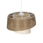 GloboStar® ALINA 203-0129 Μοντέρνο Κρεμαστό Φωτιστικό Καπέλο Μονόφωτο 1 x E27 IP20 Καφέ & Μπεζ Ύφασμα - Μ30 x Π30 x Υ93cm - Image 6