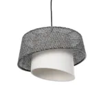 GloboStar® ALINA 203-0130 Μοντέρνο Κρεμαστό Φωτιστικό Καπέλο Μονόφωτο 1 x E27 IP20 Γκρι & Λευκό Ύφασμα - Μ30 x Π30 x Υ93cm - Image 5