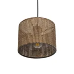 GloboStar® CLAIRIE 203-0132 Μοντέρνο Κρεμαστό Φωτιστικό Καπέλο Μονόφωτο 1 x E27 IP20 Καφέ Ύφασμα - Μ22 x Π22 x Υ93cm - Image 5