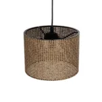 GloboStar® CLAIRIE 203-0132 Μοντέρνο Κρεμαστό Φωτιστικό Καπέλο Μονόφωτο 1 x E27 IP20 Καφέ Ύφασμα - Μ22 x Π22 x Υ93cm - Image 6