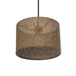 GloboStar® CLAIRIE 203-0135 Μοντέρνο Κρεμαστό Φωτιστικό Καπέλο Μονόφωτο 1 x E27 IP20 Καφέ Ύφασμα - Μ30 x Π30 x Υ93cm - Image 5