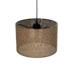 GloboStar® CLAIRIE 203-0135 Μοντέρνο Κρεμαστό Φωτιστικό Καπέλο Μονόφωτο 1 x E27 IP20 Καφέ Ύφασμα - Μ30 x Π30 x Υ93cm - Image 6