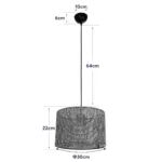 GloboStar® CLAIRIE 203-0136 Μοντέρνο Κρεμαστό Φωτιστικό Καπέλο Μονόφωτο 1 x E27 IP20 Μαύρο Ύφασμα - Μ30 x Π30 x Υ93cm - Image 10