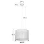 GloboStar® CLAIRIE 203-0137 Μοντέρνο Κρεμαστό Φωτιστικό Καπέλο Μονόφωτο 1 x E27 IP20 Λευκό Ύφασμα - Μ30 x Π30 x Υ93cm - Image 10