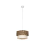 GloboStar® SISSIE 203-0138 Μοντέρνο Κρεμαστό Φωτιστικό Καπέλο Μονόφωτο 1 x E27 IP20 Καφέ & Μπεζ Ύφασμα - Μ30 x Π30 x Υ93cm - Image 3