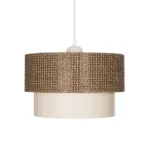 GloboStar® SISSIE 203-0138 Μοντέρνο Κρεμαστό Φωτιστικό Καπέλο Μονόφωτο 1 x E27 IP20 Καφέ & Μπεζ Ύφασμα - Μ30 x Π30 x Υ93cm - Image 4