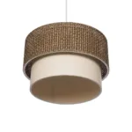 GloboStar® SISSIE 203-0138 Μοντέρνο Κρεμαστό Φωτιστικό Καπέλο Μονόφωτο 1 x E27 IP20 Καφέ & Μπεζ Ύφασμα - Μ30 x Π30 x Υ93cm - Image 5