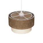 GloboStar® SISSIE 203-0138 Μοντέρνο Κρεμαστό Φωτιστικό Καπέλο Μονόφωτο 1 x E27 IP20 Καφέ & Μπεζ Ύφασμα - Μ30 x Π30 x Υ93cm - Image 6