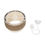 GloboStar® SISSIE 203-0138 Μοντέρνο Κρεμαστό Φωτιστικό Καπέλο Μονόφωτο 1 x E27 IP20 Καφέ & Μπεζ Ύφασμα - Μ30 x Π30 x Υ93cm - Image 9
