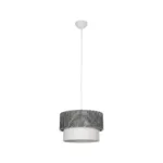 GloboStar® SISSIE 203-0139 Μοντέρνο Κρεμαστό Φωτιστικό Καπέλο Μονόφωτο 1 x E27 IP20 Μαύρο & Λευκό Ύφασμα - Μ30 x Π30 x Υ23cm - Image 3