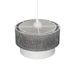 GloboStar® SISSIE 203-0139 Μοντέρνο Κρεμαστό Φωτιστικό Καπέλο Μονόφωτο 1 x E27 IP20 Μαύρο & Λευκό Ύφασμα - Μ30 x Π30 x Υ23cm - Image 6