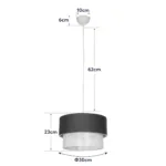 GloboStar® SISSIE 203-0140 Μοντέρνο Κρεμαστό Φωτιστικό Καπέλο Μονόφωτο 1 x E27 IP20 Γκρι & Λευκό Ύφασμα -Μ30 x Π30 x Υ93cm - Image 10
