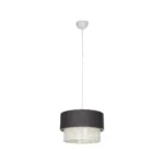 GloboStar® SISSIE 203-0140 Μοντέρνο Κρεμαστό Φωτιστικό Καπέλο Μονόφωτο 1 x E27 IP20 Γκρι & Λευκό Ύφασμα -Μ30 x Π30 x Υ93cm - Image 3
