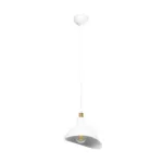 GloboStar® RIVE 203-0141 Μοντέρνο Κρεμαστό Φωτιστικό Καμπάνα Μονόφωτο 1 x E27 IP20 Λευκό με Χρυσό Πλαστικό - Μ22 x Π22 x Υ83cm - Image 3