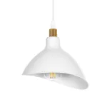 GloboStar® RIVE 203-0141 Μοντέρνο Κρεμαστό Φωτιστικό Καμπάνα Μονόφωτο 1 x E27 IP20 Λευκό με Χρυσό Πλαστικό - Μ22 x Π22 x Υ83cm - Image 4