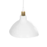 GloboStar® RIVE 203-0141 Μοντέρνο Κρεμαστό Φωτιστικό Καμπάνα Μονόφωτο 1 x E27 IP20 Λευκό με Χρυσό Πλαστικό - Μ22 x Π22 x Υ83cm - Image 6