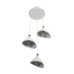 GloboStar® RIVE 203-0142 Μοντέρνο Κρεμαστό Φωτιστικό Καμπάνα Τρίφωτο 3 x E27 IP20 Λευκό με Χρυσό Πλαστικό - Μ45 x Π45 x Υ80cm - Image 4