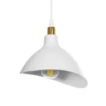 GloboStar® RIVE 203-0142 Μοντέρνο Κρεμαστό Φωτιστικό Καμπάνα Τρίφωτο 3 x E27 IP20 Λευκό με Χρυσό Πλαστικό - Μ45 x Π45 x Υ80cm - Image 7
