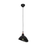 GloboStar® RIVE 203-0143 Μοντέρνο Κρεμαστό Φωτιστικό Καμπάνα Μονόφωτο 1 x E27 IP20 Μάυρο με Χρυσό Πλαστικό - Μ22 x Π22 x Υ83cm - Image 3