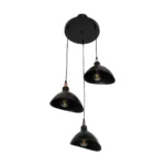 GloboStar® RIVE 203-0144 Μοντέρνο Κρεμαστό Φωτιστικό Καμπάνα Τρίφωτο 3 x E27 IP20 Μαύρο με Χρυσό Πλαστικό - Μ45 x Π45 x Υ80cm - Image 4