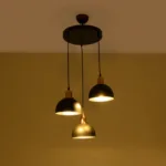 GloboStar® ΗUT 203-0146 Μοντέρνο Κρεμαστό Φωτιστικό Καμπάνα Τρίφωτο 3 x E27 IP20 Μαύρο με Χρυσό Πλαστικό - Μ40 x Π40 x Υ76cm - Image 2