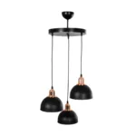 GloboStar® ΗUT 203-0146 Μοντέρνο Κρεμαστό Φωτιστικό Καμπάνα Τρίφωτο 3 x E27 IP20 Μαύρο με Χρυσό Πλαστικό - Μ40 x Π40 x Υ76cm - Image 3