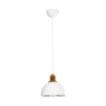 GloboStar® ΗUT 203-0147 Μοντέρνο Κρεμαστό Φωτιστικό Καμπάνα Μονόφωτο 1 x E27 IP20 Λευκό με Χρυσό Πλαστικό - Μ17.5 x Π17.5 x Υ80cm - Image 3