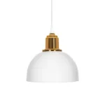 GloboStar® ΗUT 203-0147 Μοντέρνο Κρεμαστό Φωτιστικό Καμπάνα Μονόφωτο 1 x E27 IP20 Λευκό με Χρυσό Πλαστικό - Μ17.5 x Π17.5 x Υ80cm - Image 4