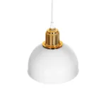 GloboStar® ΗUT 203-0147 Μοντέρνο Κρεμαστό Φωτιστικό Καμπάνα Μονόφωτο 1 x E27 IP20 Λευκό με Χρυσό Πλαστικό - Μ17.5 x Π17.5 x Υ80cm - Image 6