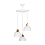 GloboStar® ΗUT 203-0148 Vintage Κρεμαστό Φωτιστικό Καμπάνα Τρίφωτο 3 x E27 IP20 Λευκό με Χρυσό Πλαστικό - Μ40 x Π40 x Υ76cm - Image 3