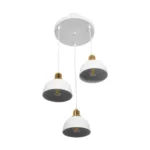 GloboStar® ΗUT 203-0148 Vintage Κρεμαστό Φωτιστικό Καμπάνα Τρίφωτο 3 x E27 IP20 Λευκό με Χρυσό Πλαστικό - Μ40 x Π40 x Υ76cm - Image 4
