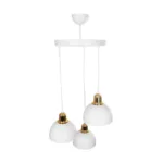 GloboStar® ΗUT 203-0148 Vintage Κρεμαστό Φωτιστικό Καμπάνα Τρίφωτο 3 x E27 IP20 Λευκό με Χρυσό Πλαστικό - Μ40 x Π40 x Υ76cm - Image 5
