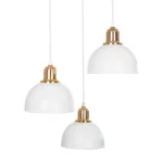 GloboStar® ΗUT 203-0148 Vintage Κρεμαστό Φωτιστικό Καμπάνα Τρίφωτο 3 x E27 IP20 Λευκό με Χρυσό Πλαστικό - Μ40 x Π40 x Υ76cm - Image 6