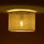 GloboStar® CILIO 203-0150 Μοντέρνο Φωτιστικό Οροφής Καπέλο Μονόφωτο 1 x E27 IP20 Λευκό Διάτρητο Ύφασμα - Μ30 x Π30 x Υ21cm - Image 2