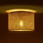 GloboStar® CILIO 203-0151 Μοντέρνο Φωτιστικό Οροφής Καπέλο Μονόφωτο 1 x E27 IP20 Καφέ Διάτρητο Ύφασμα - Μ30 x Π30 x Υ21cm - Image 2