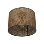 GloboStar® CILIO 203-0151 Μοντέρνο Φωτιστικό Οροφής Καπέλο Μονόφωτο 1 x E27 IP20 Καφέ Διάτρητο Ύφασμα - Μ30 x Π30 x Υ21cm - Image 4