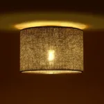 GloboStar® CILIO 203-0152 Μοντέρνο Φωτιστικό Οροφής Καπέλο Μονόφωτο 1 x E27 IP20 Μαύρο Διάτρητο Ύφασμα - Μ30 x Π30 x Υ21cm - Image 2