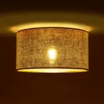 GloboStar® CILIO 203-0156 Μοντέρνο Φωτιστικό Οροφής Καπέλο Μονόφωτο 1 x E27 IP20 Καφέ Διάτρητο Ύφασμα - Μ38 x Π38 x Υ21cm - Image 2