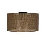 GloboStar® CILIO 203-0156 Μοντέρνο Φωτιστικό Οροφής Καπέλο Μονόφωτο 1 x E27 IP20 Καφέ Διάτρητο Ύφασμα - Μ38 x Π38 x Υ21cm - Image 3