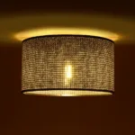 GloboStar® CILIO 203-0157 Μοντέρνο Φωτιστικό Οροφής Καπέλο Μονόφωτο 1 x E27 IP20 Μαύρο Διάτρητο Ύφασμα - Μ38 x Π38 x Υ21cm - Image 2