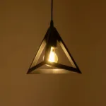 GloboStar® TRIANGLE 203-0159 Μοντέρνο Κρεμαστό Φωτιστικό Καμπάνα Μονόφωτο 1 x E27 IP20 Μάυρο Πλαστικό - Μ24 x Π24 x Υ86cm - Image 2