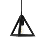 GloboStar® TRIANGLE 203-0159 Μοντέρνο Κρεμαστό Φωτιστικό Καμπάνα Μονόφωτο 1 x E27 IP20 Μάυρο Πλαστικό - Μ24 x Π24 x Υ86cm - Image 4