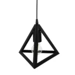 GloboStar® TRIANGLE 203-0159 Μοντέρνο Κρεμαστό Φωτιστικό Καμπάνα Μονόφωτο 1 x E27 IP20 Μάυρο Πλαστικό - Μ24 x Π24 x Υ86cm - Image 6