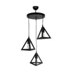 GloboStar® TRIANGLE 203-0160 Μοντέρνο Κρεμαστό Φωτιστικό Καμπάνα Τρίφωτο 3 x E27 IP20 Μαύρο Πλαστικό - Μ50 x Π50 x Υ80cm - Image 3